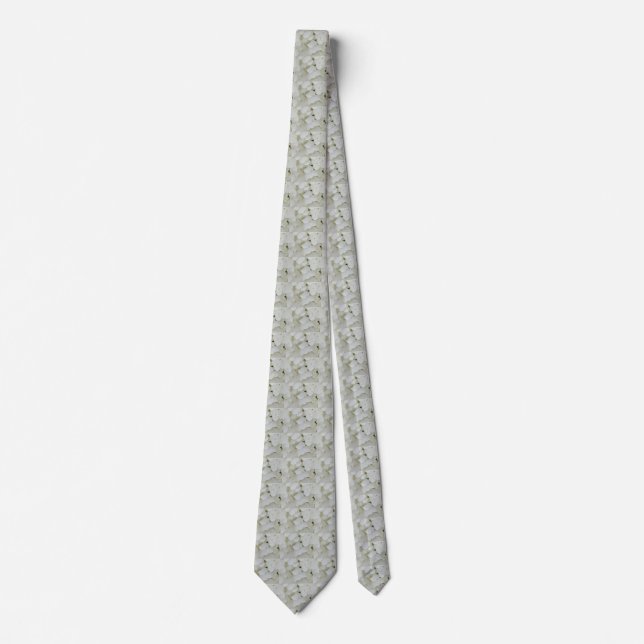 Hydrangea Flowers Floral White Elegant Blossom Tie (Front)