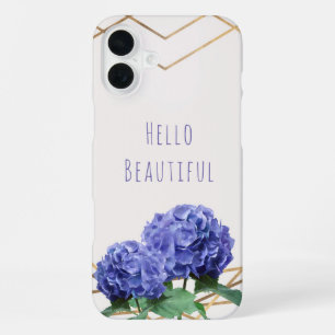 Hydrangea Flowers & Gold Elegant Glam Personalised iPhone Case