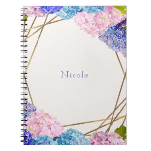 Hydrangea Flowers & Gold Spring Floral Chic Notebook