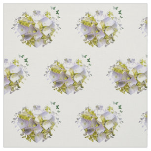 Hydrangea Flowers in a Heart Fabric