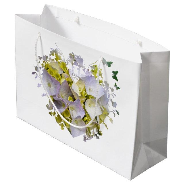 Hydrangea Flowers in a Heart Large Gift Bag (Back Angled)