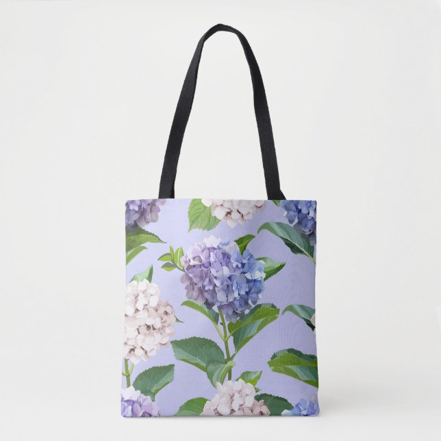 Hydrangea flowers: multicolor floral texture. tote bag (Front)