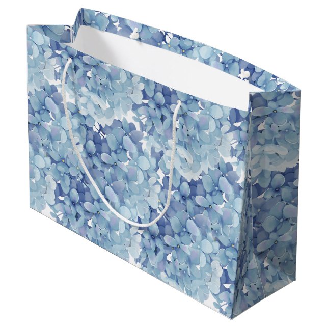 Hydrangea flowers watercolor large gift bag (Back Angled)