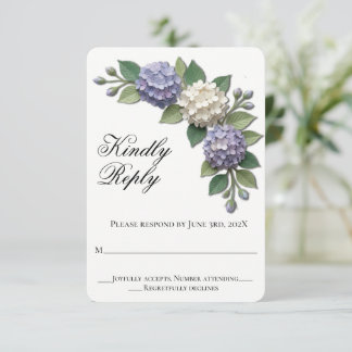 Hydrangea Flowers Wedding RSVP Card