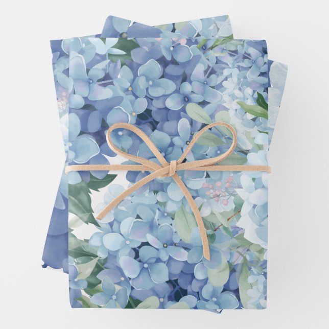 Hydrangea flowers wrapping paper sheet (In situ)