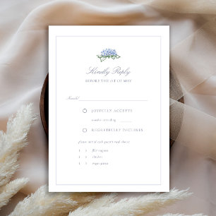 Hydrangea Formal Blue Frame Coastal Wedding Meal RSVP Card