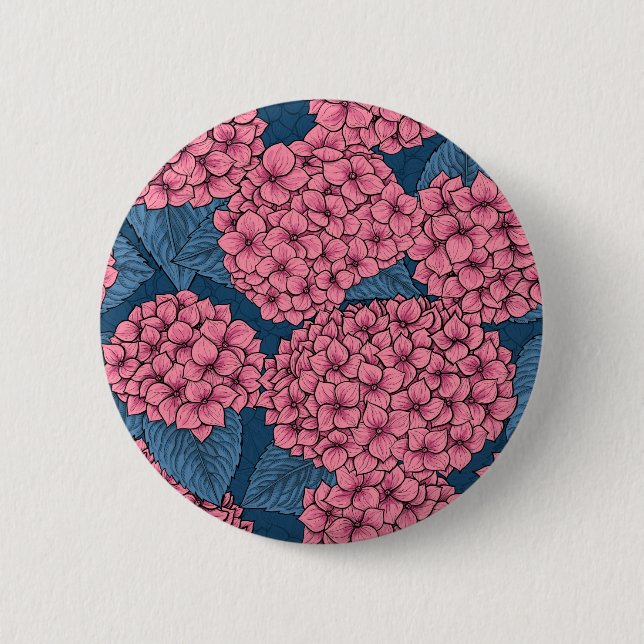 Hydrangea garden 6 cm round badge (Front)
