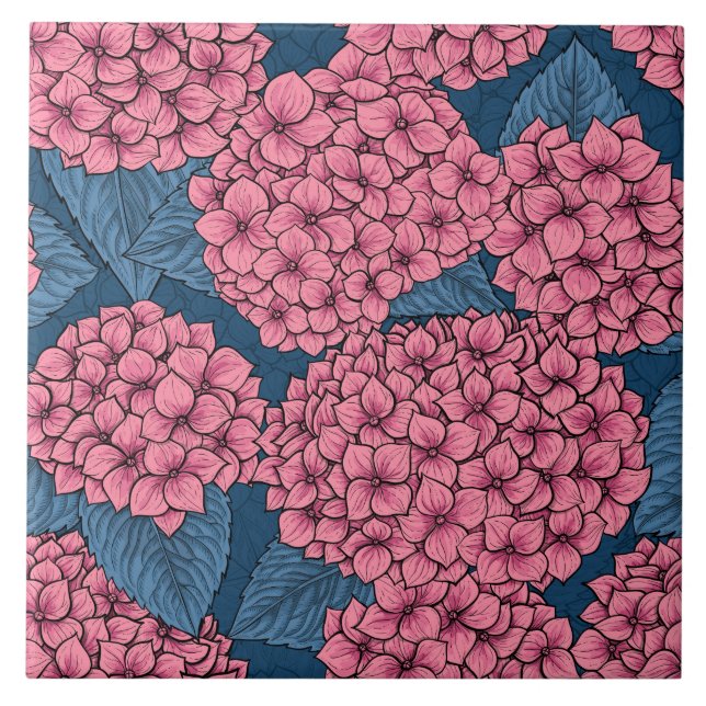 Hydrangea garden ceramic tile (Front)