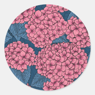 Hydrangea garden classic round sticker