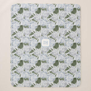 Hydrangea Garden Monogram Sherpa Blanket