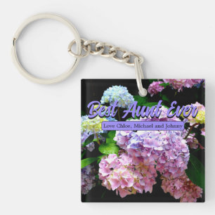 Hydrangea garden pink blue purple floral Aunt gift Key Ring