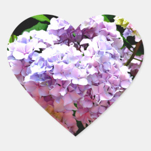 Hydrangea garden, pink, blue, purple floral heart sticker