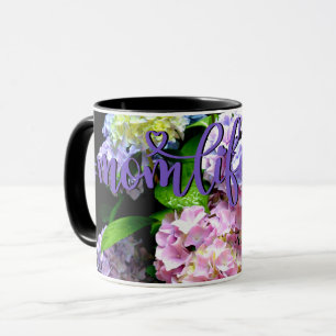 Hydrangea garden, pink, blue, purple floral mum  mug