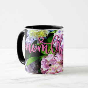 Hydrangea garden, pink, blue, purple floral mum  mug