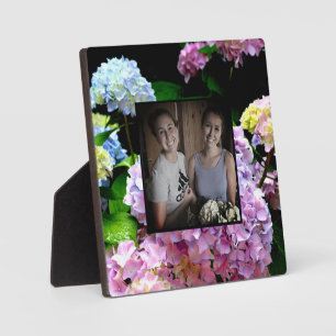 hydrangea garden pink purple blue green floral plaque