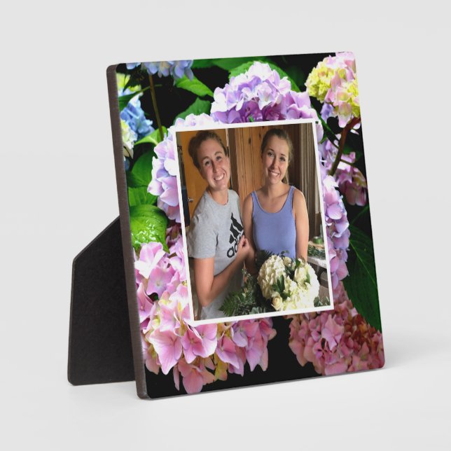 hydrangea garden pink purple blue green floral  plaque (Front)