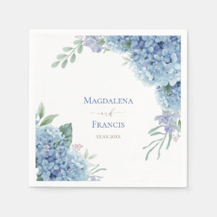 Hydrangea geometric frame wedding napkin