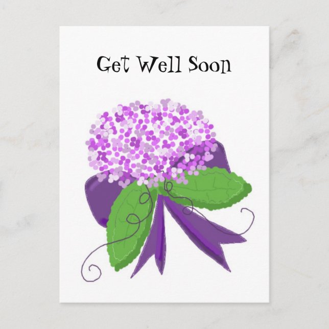 Hydrangea Get Well Soon Postcard (Front)