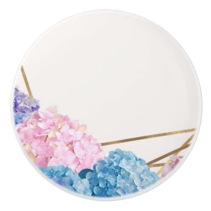 Hydrangea & Gold Elegant Floral Chic Spring Custom Ceramic Knob