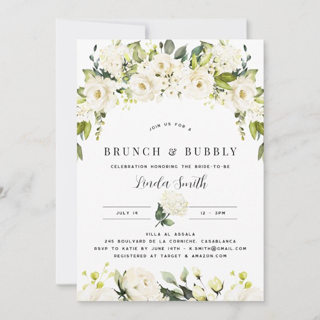 Hydrangea & Greenery Bridal Shower Invitation (Front)