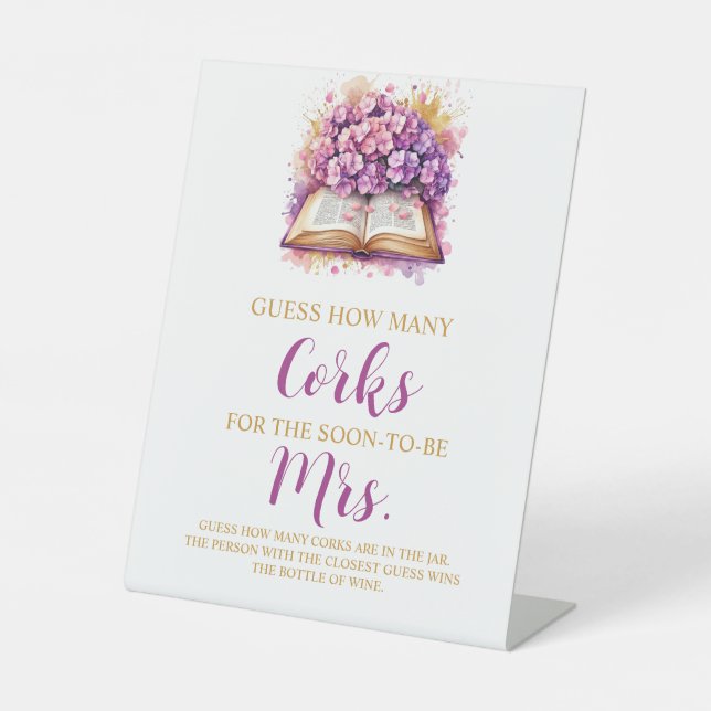 Hydrangea Guess How Many Corks game Pedestal Sign (Front)