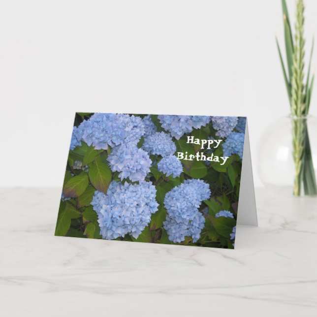 Hydrangea Happy Birthday Card (Front)