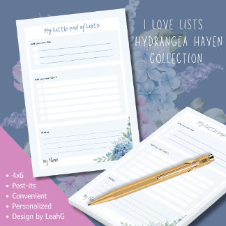 Hydrangea Haven 'My Little Pad of Lists' by LeahG Post-it Notes
