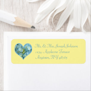 Hydrangea Heart Personalised Three Line Return Address Label