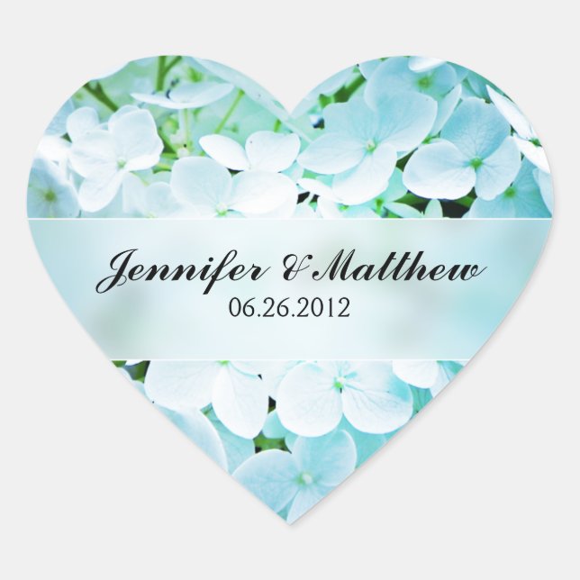 Hydrangea Heart Wedding Sticker (Front)