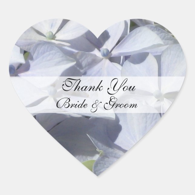 Hydrangea Heart Wedding Thank You Stickers (Front)