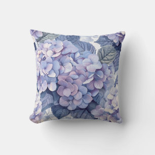 Hydrangea hortensia purple blue blossom petals cushion