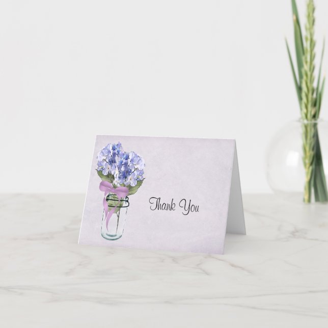 Hydrangea in a Mason Jar - Thank You Card (Front)