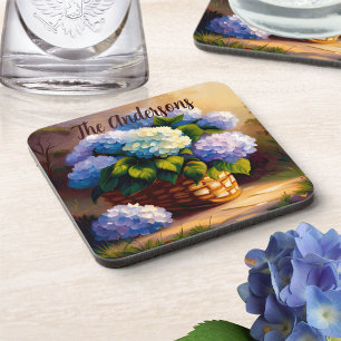 Hydrangea in Basket Welcome Coaster