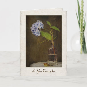 hydrangea in old-fashioned bottle card
