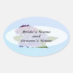 Hydrangea in Shades of Purple Save the Date Oval Sticker