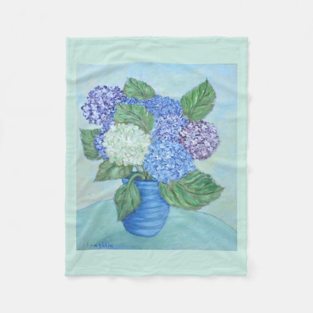 Hydrangea In Vase Fleece Blanket (Front)