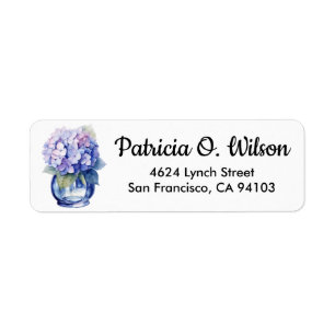 Hydrangea in Vase Return Address Label
