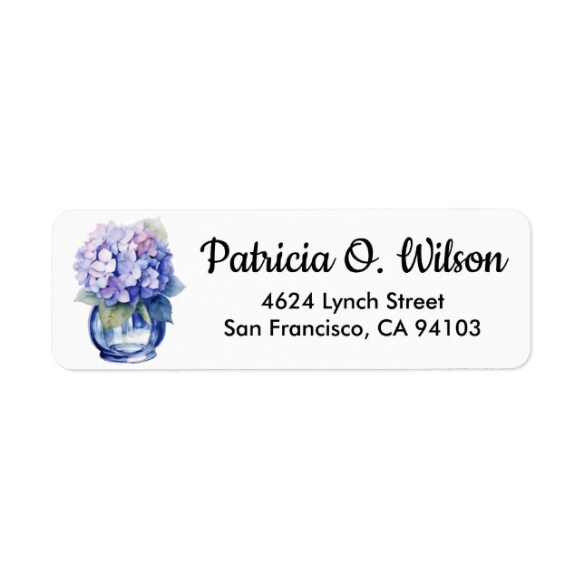 Hydrangea in Vase Return Address Label (Front)