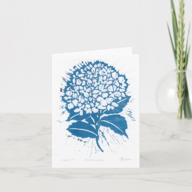 Hydrangea Japanese Woodblock Print  Thank You Card (Front)