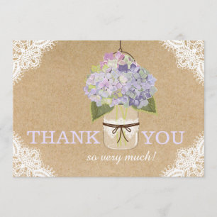 Hydrangea Lace Kraft Modern Rustic Thank You Card
