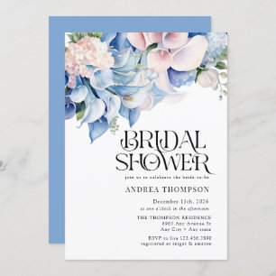 Hydrangea   Lilies Floral   Bridal Shower Invitation