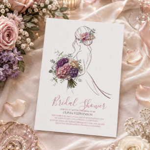 Hydrangea Line Art Bridal Shower Invitation