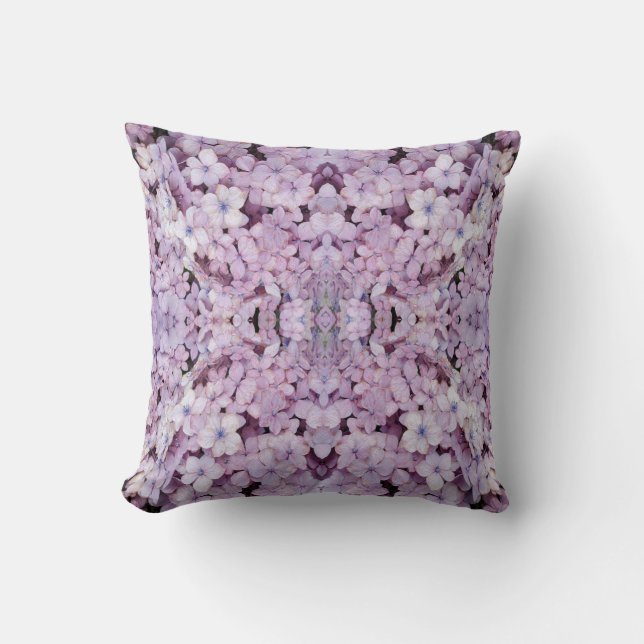 Hydrangea Mandala Throw Pillow (Front)