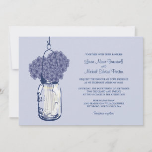 Hydrangea & Mason Jar Wedding Invitations