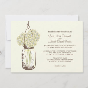 Hydrangea & Mason Jar Wedding Invitations