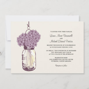 Hydrangea & Mason Jar Wedding Invitations