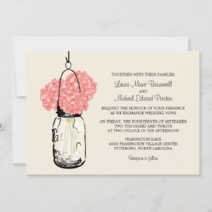 Hydrangea & Mason Jar Wedding Invitations