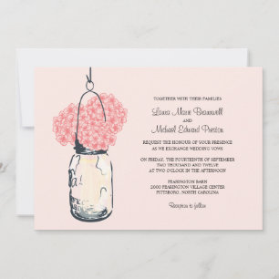 Hydrangea & Mason Jar Wedding Invitations