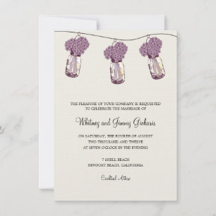Hydrangea & Mason Jar Wedding Reception Invitation