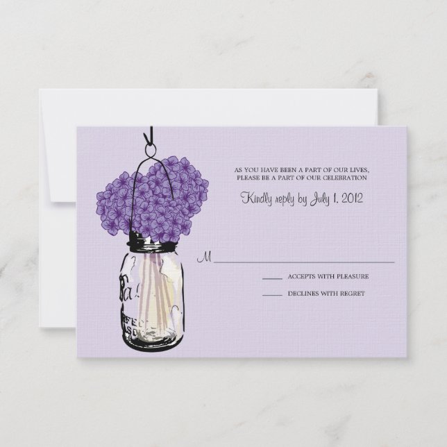 Hydrangea & Mason Jar Wedding RSVP (Front)